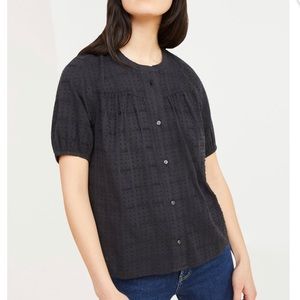 Free Assembly Women’s Shirred Yoke Top with Short Sleeves